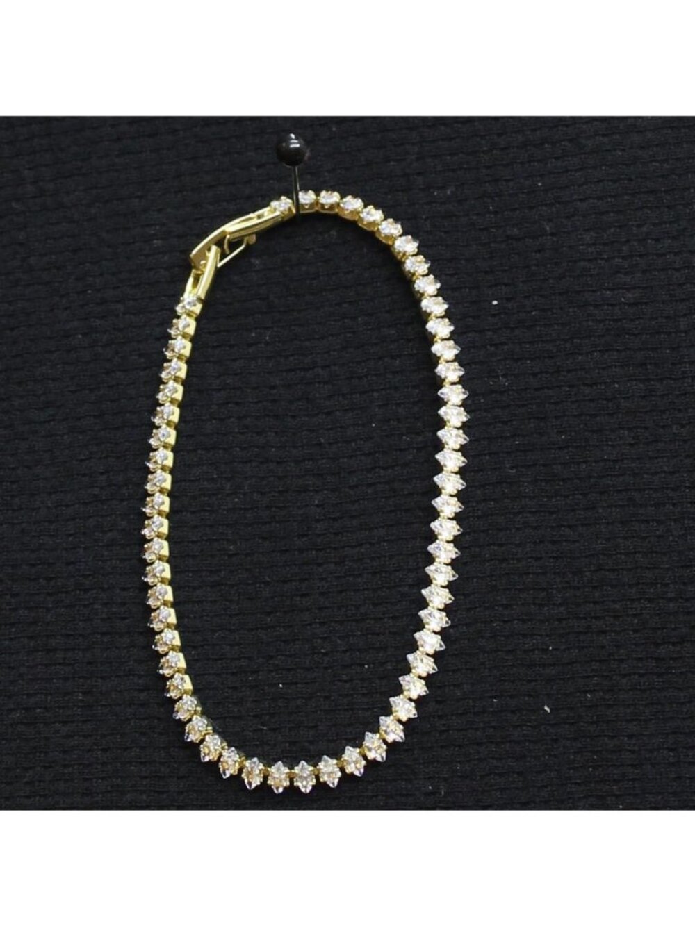 NEW Crystal Marquise Safety Clasp Tennis Bracelet Gold / Clear 7" - Picture 1 of 3